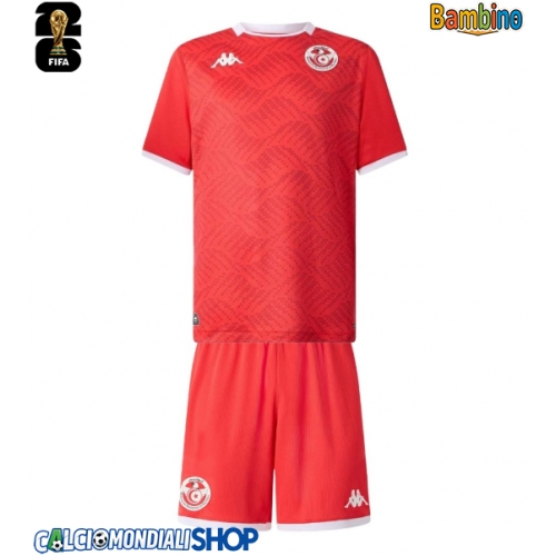 Maglie da calcio Tunisia Prima Maglia Bambino Mondiali 2026  Manica Corta + Pantaloni corti)